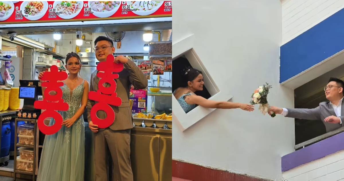 ‘These places are very meaningful to us’: Young hawker does pre-wedding shoot at her stall, bakery and HDB block
